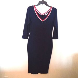 Charlotte Russe Women's Dark Blue Collegiate Style Midi Dress Size Medium